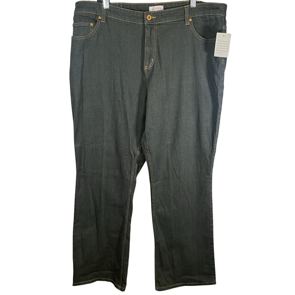D & Co. Jeans Womens XL Blue Ash Medium Wash Stretch Denim‎ Straight Leg New
